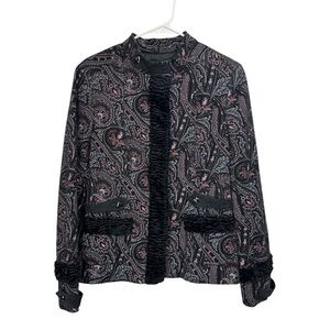 Doncaster Size 12 Velvet Paisley Jacket Curly Lamb Trim Classic Vintage